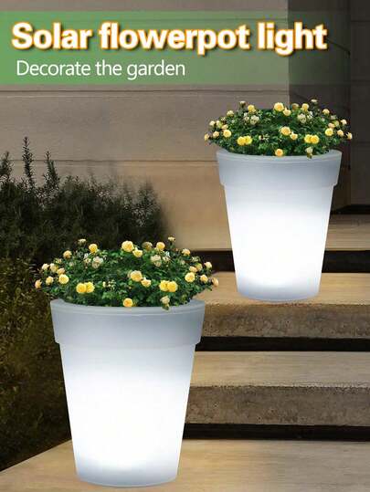 Solar Powered LED Plant Lights, Outdoor Solar Garden Lights, Solar Flower Pot Lights, Solar Yard Lights, Outdoor Solar Lights, Solar Decorative Lights, Plastic White LED Flower Pot Lights. They Can Be Placed In Various Indoor And Outdoor Locations, Such As Outdoor And Indoor Dining Tables, Bedrooms, Living Rooms, Offices, Desks, Windowsills, Balconies, Courtyards, Gardens, Fences, And Pathways.