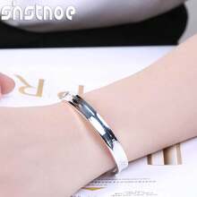 925 Sterling Silber beschichteter Manschettenarmreif für Frauen Damen Hochzeit Party Modeschmuck süßes schönes Geschenk kreisförmiges offenes Armband - Silber - Übersicht 3