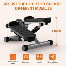 Steppers For Exercise At Home, Mini Stair Stepper With Resistance Bands, Portable Full Body Workout Machine Adjustable Foot Twist Step For Fitness - Silver - View 4