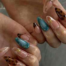 30pcs Almond Shaped 3D Gel Nail Stickers, Can Create Bow & Pearl French Manicure, Press-On Design, Almond Shape Perfectly Fits Acrylic Fake Nails Set - Multicolor - View 7