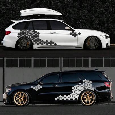 Car Sticker Camouflage Kit Solid Hexagon Honeycomb Graphics Decor Waterproof Auto Body Side Door DIY Decoration Accessories