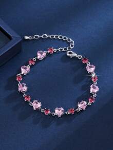 1pc Heart & Round Spacer Cute Sweet Zirconia Bracelet, Suitable For Daily Wear And Gift - F51771 - View 13