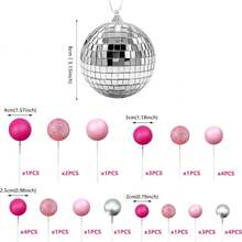31pcs Hot Pink Cake Decorations, Disco Ball, Wedding & Birthday Party Cake Decor - Multicolor - View 8
