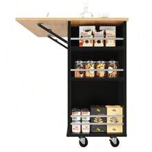 Mobile Storage Islands - Black + MDF+Metal - View 7