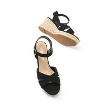 Women Platforms & Wedge Sandals - Black and White - View 7