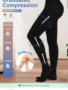 女士20-30mmHg中度压力连裤袜，透气柔软，高腰性感紧身裤，舒适 - 彩色 - 查看 2