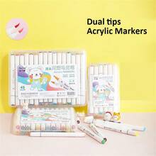 12/24/36/48 Colors Dual Tip Acrylic Marker Set, Soft Tip Quick-Drying Paint Pens, DIY Graffiti Art Drawing Markers For Artists & Beginners, Multi-Surface Crafts - Sets - View 11