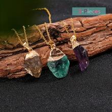 Bộ 3 mặt dây chuyền đá thạch anh tím tự nhiên và thạch anh vàng, đá thô không đều, trang sức thủ công mạ vàng, đá quý cân bằng luân xa, thanh lọc năng lượng Reiki, liệu pháp tâm linh, quà tặng tinh tế cho phụ nữ. - nhiều màu - Xem 6