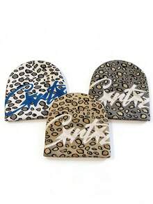 Unisex Leopard Print Beanie Hat - Multicolor - View 9