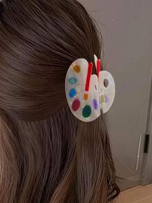 彩色发夹，醋酸纤维爪夹，可爱艺术爪夹，女士返校发夹，适合细软发质，趣味可爱教师发饰，适合女性和学生返校季及圣诞节装扮 - 彩色 - 查看 3