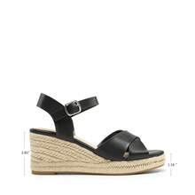 Alpargata con Tiras para Mujer con Puntera Abierta y Correa para el Tobillo, Sandalias de Cuña para Mujer con Plataforma - Negro - Ver 3