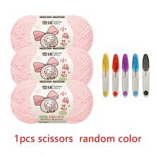 3pcs/Set Chenille Yarn Balls With Random Color Scissors, 100% Polyester DIY Craft Material Kit For Doll, Scarf, Bag Handmade Knitting - Multicolor - View 25