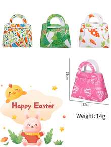 5pcs Easter Bunny Tote Bags Suitable For Teens & Adults - DIY Non-Woven Fabric Candy Bags With Fun Carrot Pattern - Perfect Gift Candy Bags! - Multicolor - View 2