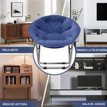 AVEDISTANTE Folding Living Room Chairs, Large Saucer Chair, 76 CM * 52 CM, Folding Single Armchair, Suitable For Outdoor And Indoor Use, Garden, Camping, Living Room Or Bedroom - Navy Blue - 黑與白 - 查看 7