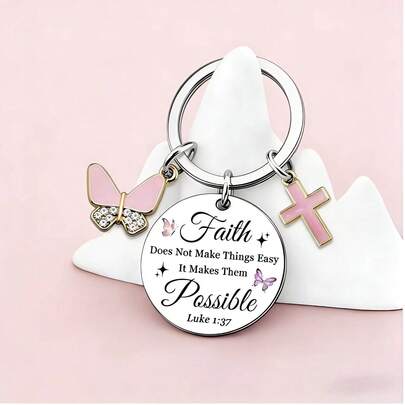 Chaveiro de aço inoxidável com a mensagem da fé cristã (1 unidade), ideal como presente de incentivo para amigos, pessoas mais velhas, para quem busca espiritualidade e como presente para o Dia das Mães.