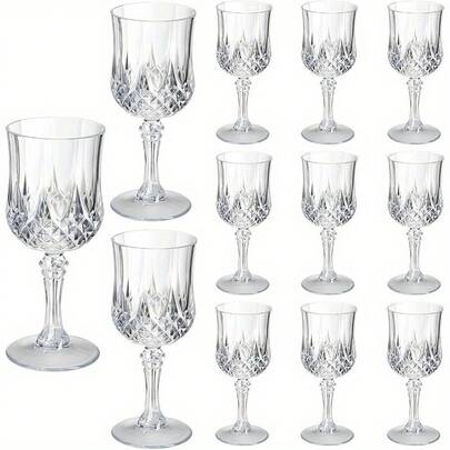 12pcs/6pcs/1pc Set Vintage Embossed Design Champagne Cocktail Glasses, Juice Cups, Dessert Bowls, Suitable For Parties, Luxury Weddings, New Year Celebrations, Corporate Events, Ramadan Events, School Events, Festivals, Women's Day And More