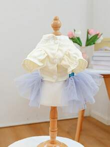 PETCIRCLE 1 pieza Vestido para mascotas, Ropa para perro/gato, Falda de princesa de hielo nueva y delgada para primavera/verano - Azul - Ver 6