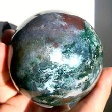 1pc Moss Agate Sphere, Diameter Between 1.96 Inches And 2.36 Inches, Suitable For Home Or Desktop Decor, Great As Christmas Or Mother's Day Gift, Also An Excellent Collectible - Green - View 13