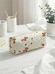狗狗图案化妆包，轻便拉链化妆袋，铅笔盒，经典笔袋造型，适合上学/学生/返校季使用 - 彩色 - 查看 4