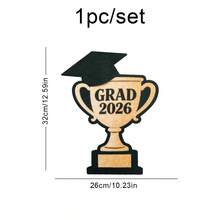 Decoraciones para fiesta de graduación 2026, 1 set de gorra de fieltro, trofeo, pergamino de diploma como accesorios para fotos - graduado - Ver 9