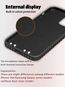 1pc Classic Black & White Houndstooth Pattern Phone Case, Creative Minimalist Fashion Protective Cover, Shockproof Dustproof Leather Adhesive Crafted With Speaker Hole Design, Suitable Compatible With Iphone 17pm/17pro/16pm/17/16/15/14/13/12/11, Galaxy S22/S23/S24 - Khaki - View 8