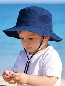 YIYIQCSJ 1pc Kids' Solid Color Bucket Hat, Adjustable Windproof Cord, Fashionable Versatile Sun Protection, Essential For Boys And Girls Outdoor, Holiday, Beach Party In Summer - Multicolor - View 4