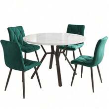 Dining Table & Chair Sets - Black White + Green + MDF+Steel - View 4