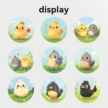 500pcs/Roll, Round Self-Adhesive Envelope Seals Stickers, Scrapbooking DIY Decoration Stickers, 10 Different Cute Chick Patterns, Back To School BUJO Planner Collage Materials, Halloween Christmas Gift Packaging Seals, Vintage Photo Album, Storage Jar Gift Box Decoration - Multicolor - View 2