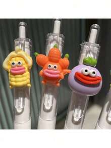 5支装高档外观毛笔，笔头0.5mm黑色凝胶笔，按压式笔，适用于办公和学习用品 - 長方形 - 查看 3