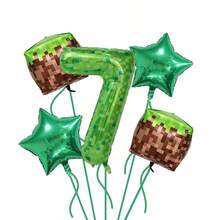 Set de 5 globos con números de temática de juego de píxeles, adecuado para fiestas y celebraciones de cumpleaños, decoración de pared - 1 - Ver 9