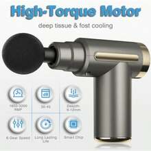 [Electric Massage Gun] 1200*2 Lithium Portable Electric Fascia Massage Gun - 4 Replaceable Massage Heads, 6-Speed Mode, Deep Tissue Impact Muscles, Relieve Muscle Tension, For Body, Back And Neck Massage With LCD Screen - Grey - View 2