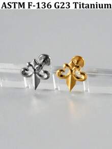 1PC Punk G23 Impant Titanium Ox Horn/Boat Anchor Labret Lip Nose Stud Internal Threaded Cross Sword Flat Back Earrings16G Conch Helix Tragus Piercing Jewelry Silver Color &18k Golden Plated In Daily Life - As Shown - View 5