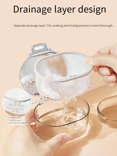 1pc Large Capacity Denture Storage Box, Portable Soak And Drain Dental Retainer Cleaning Case