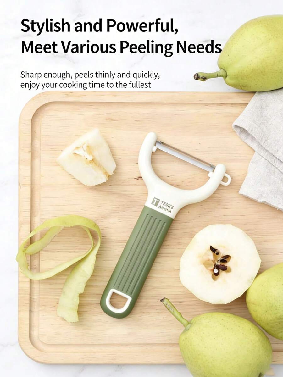 1/2pcs High Quality Stainless Steel Ergonomic Non-Slip Handle Fruit Peeler, Multifunctional Kitchen Tool Suitable For Potato, Carrot, Apple And Other Daily Food Preparation - Green - View 1