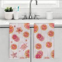 2 khăn lau bếp họa tiết kẻ caro đỏ và tôm hùm/cua, khăn lau bếp bằng sợi microfiber siêu thấm hút, khăn lau bát đĩa, món quà tân gia và sum họp gia đình hoàn hảo, khăn lau bát đĩa và khăn lau bếp, trang trí nhà cửa ngày lễ. - Màu Hồng baby - Xem 1