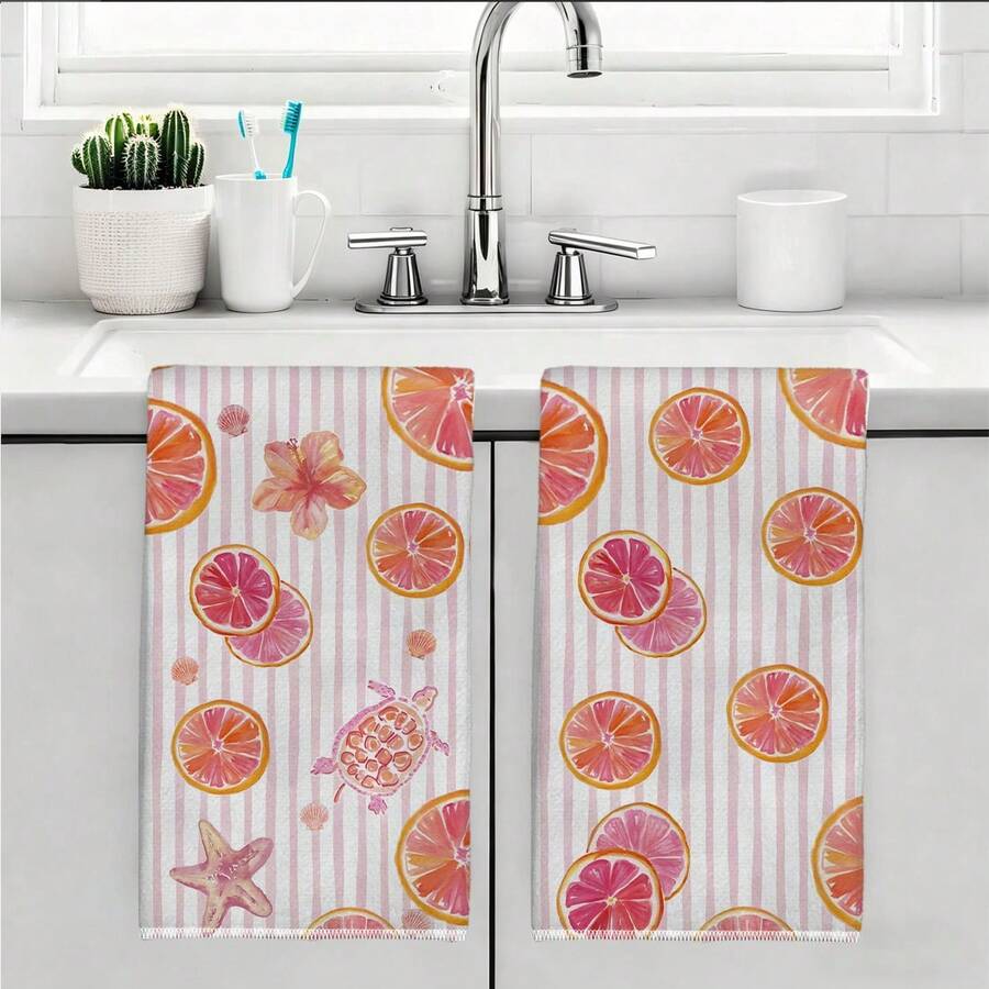 2 khăn lau bếp họa tiết kẻ caro đỏ và tôm hùm/cua, khăn lau bếp bằng sợi microfiber siêu thấm hút, khăn lau bát đĩa, món quà tân gia và sum họp gia đình hoàn hảo, khăn lau bát đĩa và khăn lau bếp, trang trí nhà cửa ngày lễ. - Màu Hồng baby - Xem 1