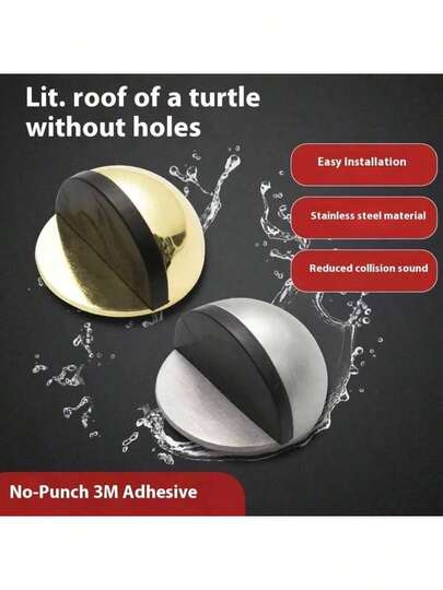 2/1 Tapón de puerta sin perforar - Acero inoxidable y goma de alta resistencia - Protección de paredes, puertas de vidrio, inodoros - Anticolisión y antideslizante, autoadhesivo (sin necesidad de agujeros)