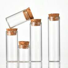 6 chai thủy tinh 50ml có nút gỗ, chai trang trí thủ công tự làm, hũ đựng quà tặng, chai thủy tinh mini - trong suốt - Xem 5