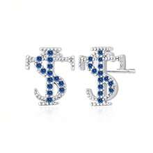 Pendientes de botón brillantes, pendientes de circonita cúbica con rhinestone, accesorios unisex de estilo callejero de hip hop chapados en plata - Plateado - Ver 2