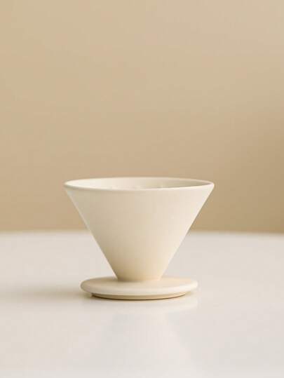 1pc Ceramic Drip Coffee Filter, Foldable Pour Over Coffee Maker, Large Size Household Coffee Filter Funnel