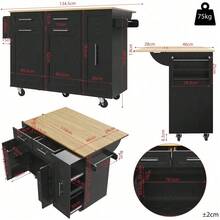Mobile Storage Islands - Black + MDF+Metal - View 4