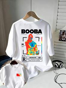 BOOBA Hip-Hop Style T-Shirt With Thermal Print, Retro Streetwear, Men's T-Shirt Made Of Pure Cotton With A Crew Neck And Short Sleeves, Casual And Comfortable, Stylish And Versatile, A Must-Have For Streetwear Fans, Summer Clothing, Gift Idea For Men - 白色 - 查看 1
