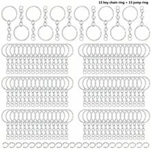 30/60/100 chiếc móc khóa dẹt có dây xích, vòng tách 1 inch, vòng nối hở, vật liệu làm đồ thủ công và trang sức DIY, thích hợp cho người làm đồ thủ công. - Chuỗi khẩu độ + vòng tròn nhỏ - Xem 15