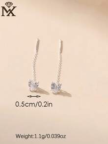 SYMFNY 1 Pair 925 Sterling Silver Minimalist Tiny Heart Earrings, Artificial Zirconia Delicate Small Earrings, Niche Luxury Versatile Daily Wear Jewelry Gift For Women - Silver - View 5