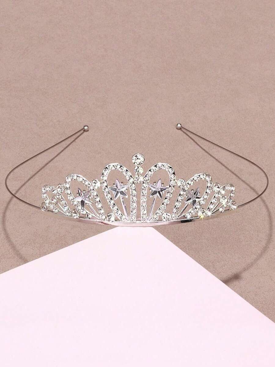 1pc Elegant Crown Headband, Princess Crown Headpiece With Rhinestone Five-Pointed Star, Costume Accessory - Multicolor - View 1