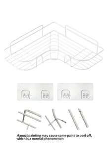 1pc Corner Shelf, Bathroom Triangle Shelf, No Drilling Required, Triangular Multifunctional Self-Adhesive Wall-Mounted Corner Storage Rack, Bathroom Storage Shelf, Kitchen Storage Rack, Cosmetic Hanging Rack - White - View 9