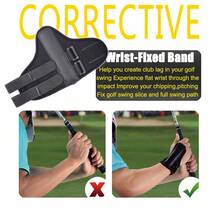 高尔夫挥杆训练器，带腕部支撑和专业动力绑带，用于纠正挥杆姿势，练习工具 - 彩色 - 查看 3