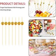 200/100/80/50/30/20pcs/Set Gold Bead Picks, Fruit Picks, Dessert Picks, Appetizer Picks, Fruit Skewers, Cupcake Toppers, Sandwich Picks, Long Picks, Suitable For Valentine's Day, Birthday, Wedding, Party, Educational Supplies - Multicolor - View 6