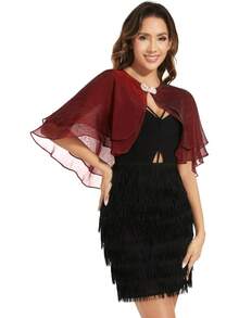 Women's Sheer  Shawls And Wraps For Evening Dresses Soft Wedding Cape Lightweight Bridesmaid Scarves Cover Up - 紅寶石 - 查看 5