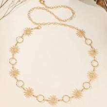 低過敏可調節長款向日葵腰鍊，適合搭配針織背心與寬鬆亞麻襯衫 - 金色 - 查看 13